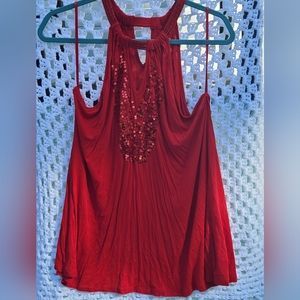 Lane Bryant Size 18/20 Red Keyhole Tank with Sequins NWT